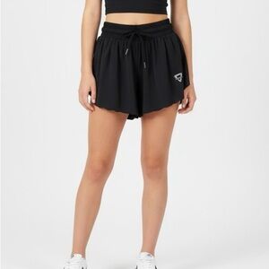 🔳 Luogongzi Black Pleated Flowy Athletic Shorts~Women’s Sm~Drawstring @ Waist